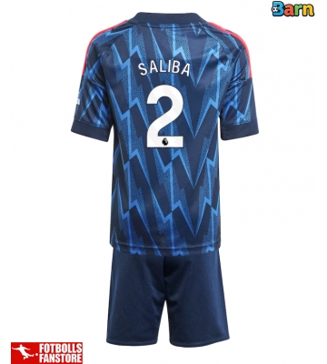 Arsenal William Saliba #2 Bortatröja Barn 2025-26 Kortärmad (+ Korta byxor)